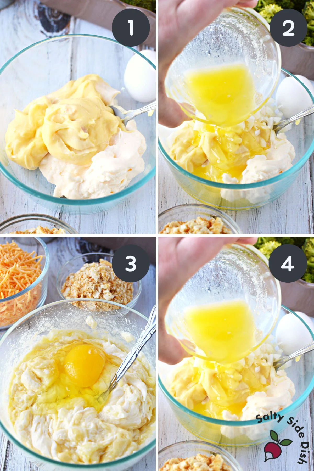 cheesy mixture for broccoli casserole recipe.