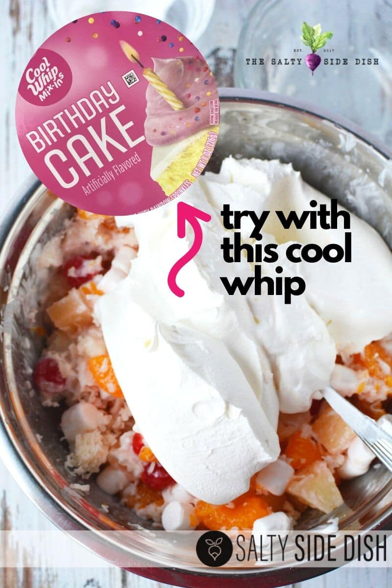 birthday cool whip with ambrosia salad ingredients