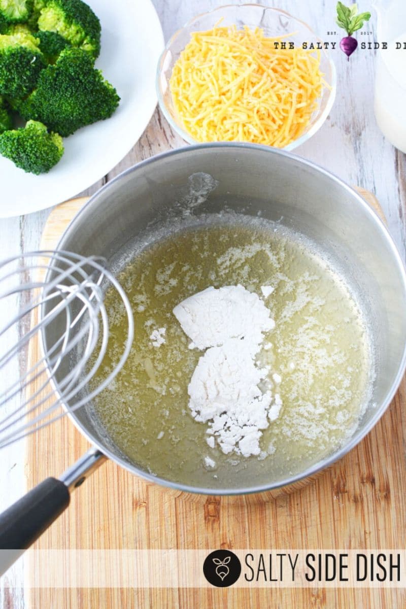 whisk in flour to melted butter