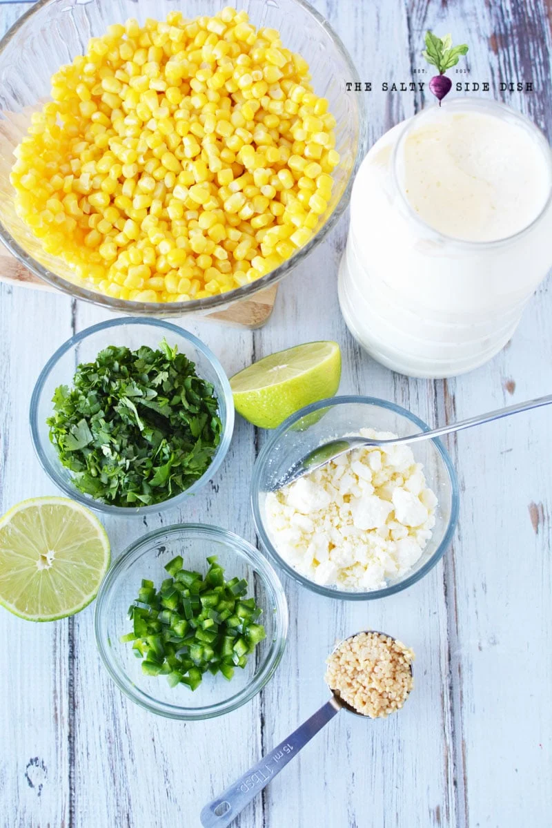 Mexican street corn salad ingredients for mexican side dishes