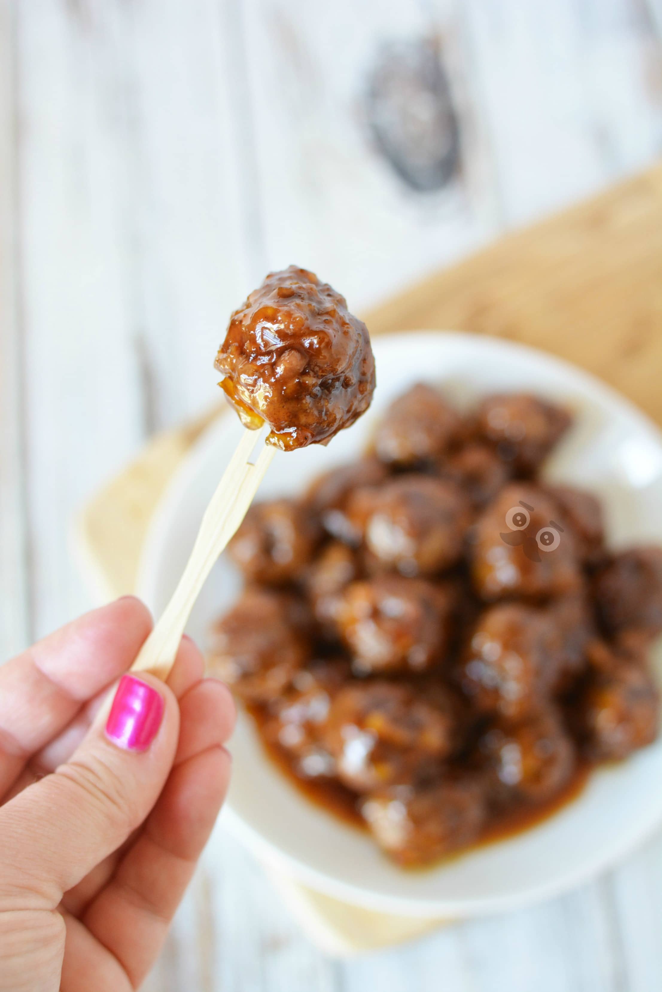 meatball recipe on appetizer tray