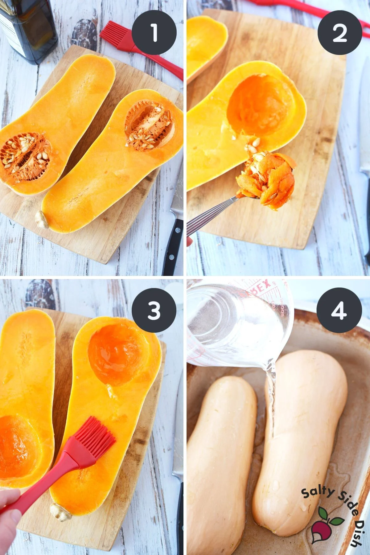 butternut squash in the oven.