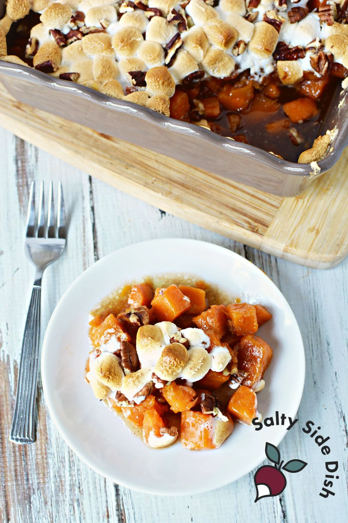 huge plate of sweet potato casserole.