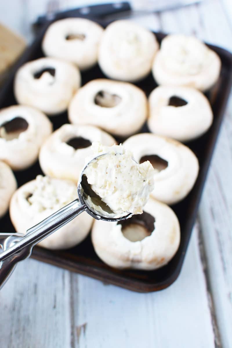 keto friendly side dish, just use a tablespoon scoop to fill mushrooms