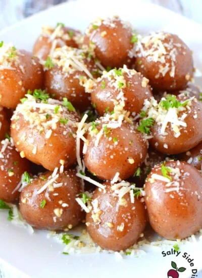 boiled red potatoes with parmesan cheese
