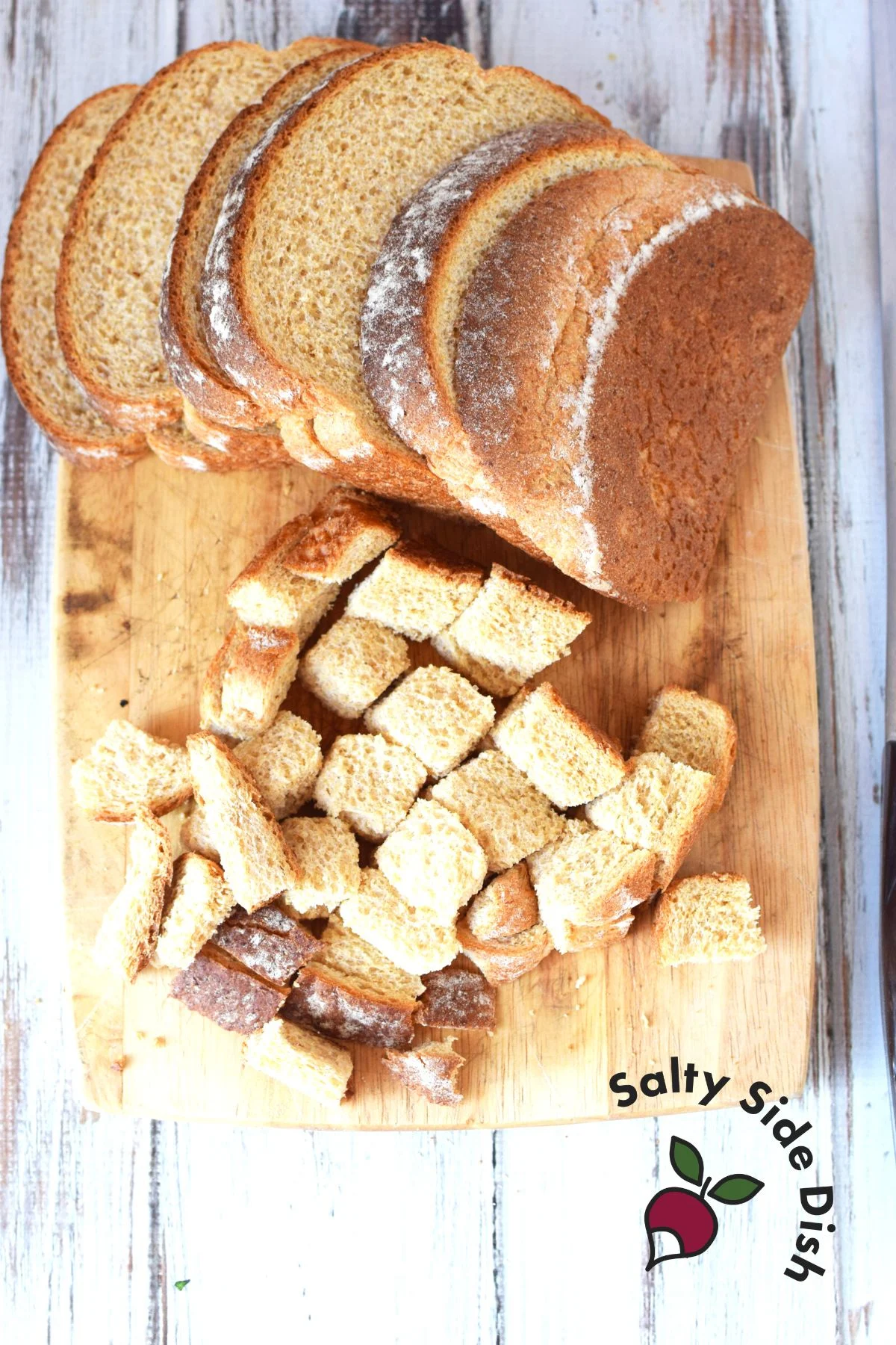 use slices of wheat bread for simple side dish of stuffing.