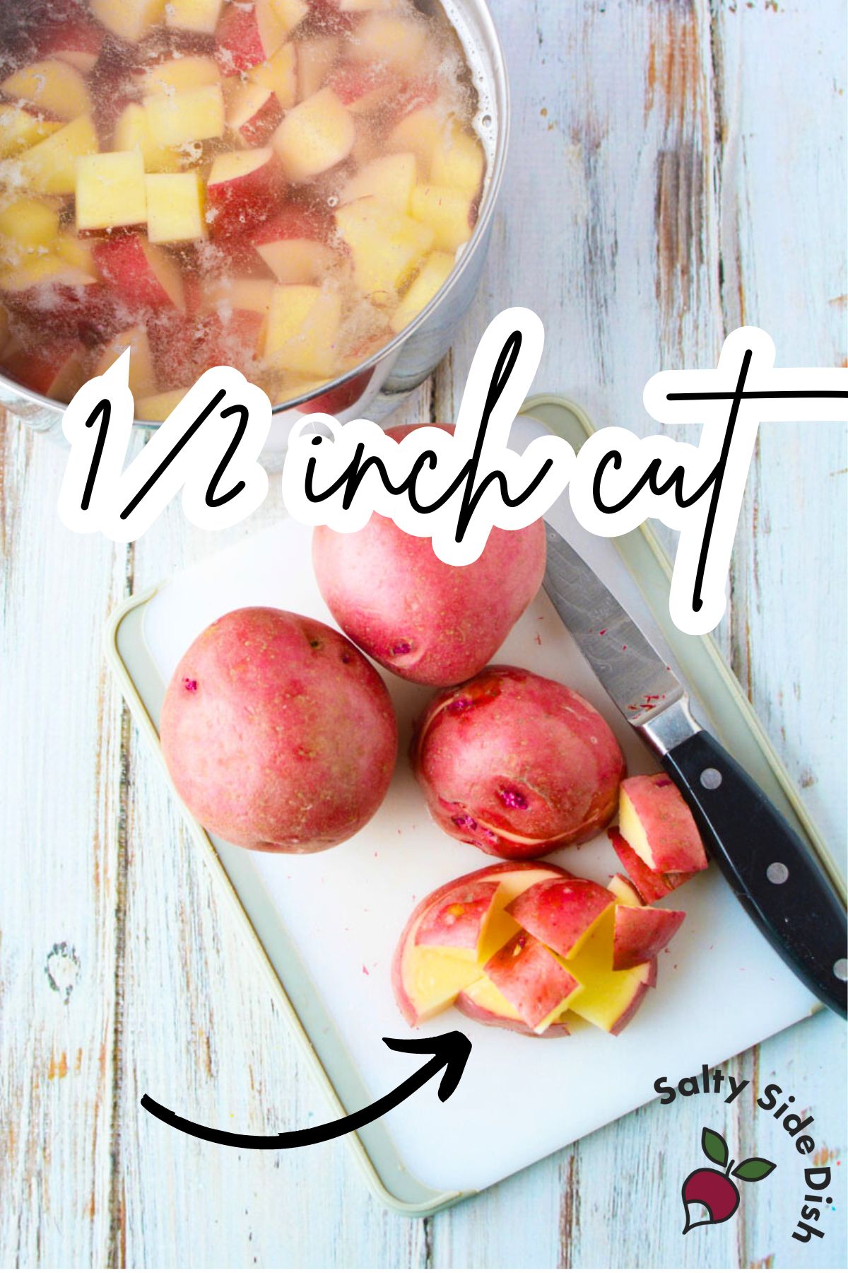 chopped 1/2 cut on red potatoes.