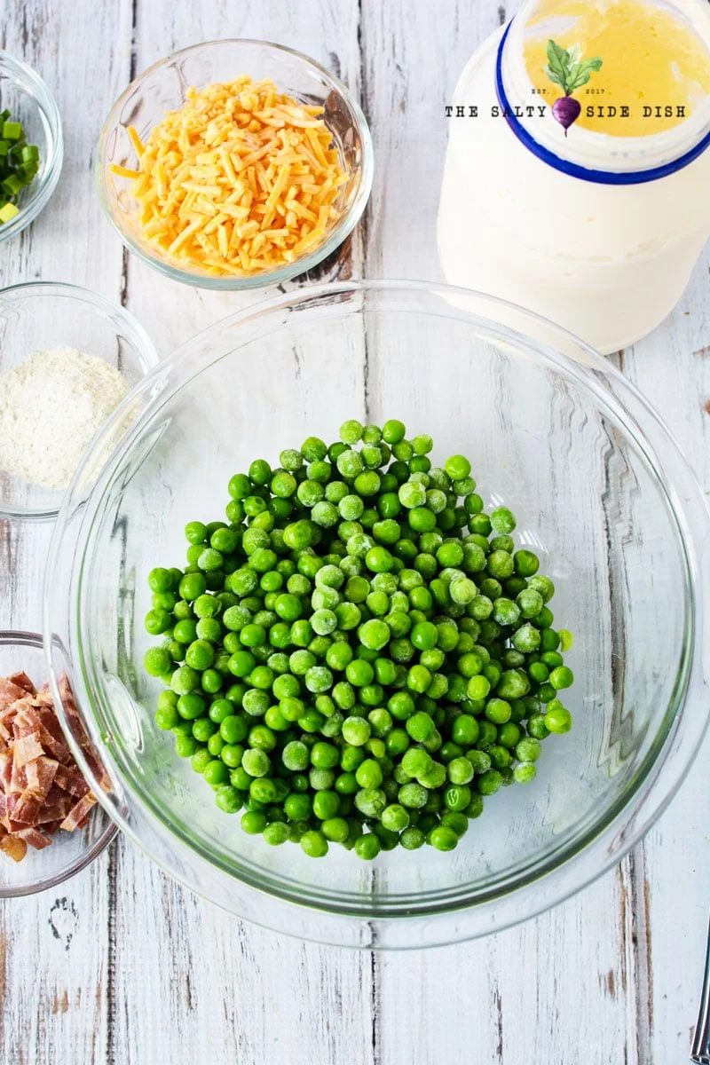 peas in a glass bowl