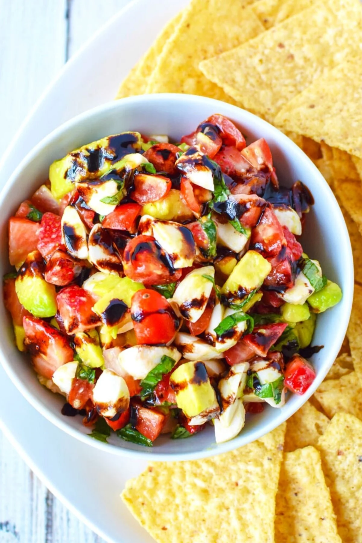 strawberry caprese salad bowl.