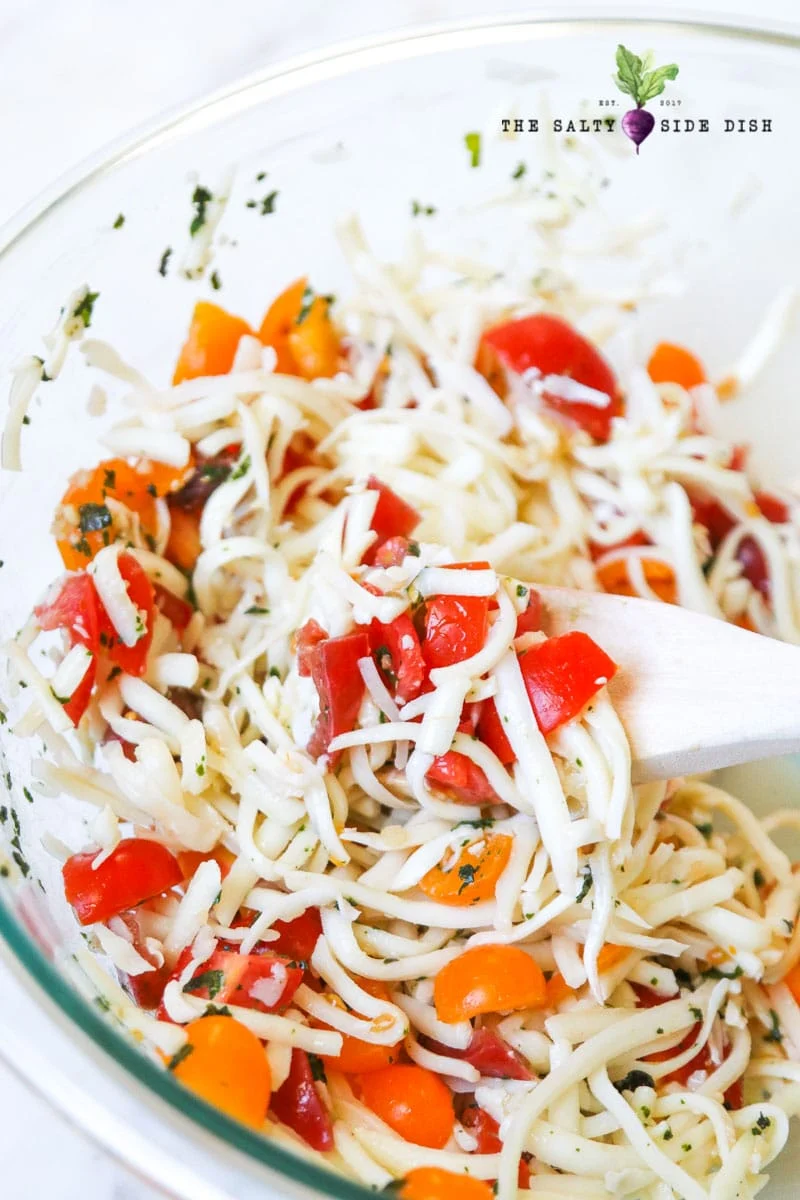 mix up your cheese, tomatoes, basil and garlic recipe