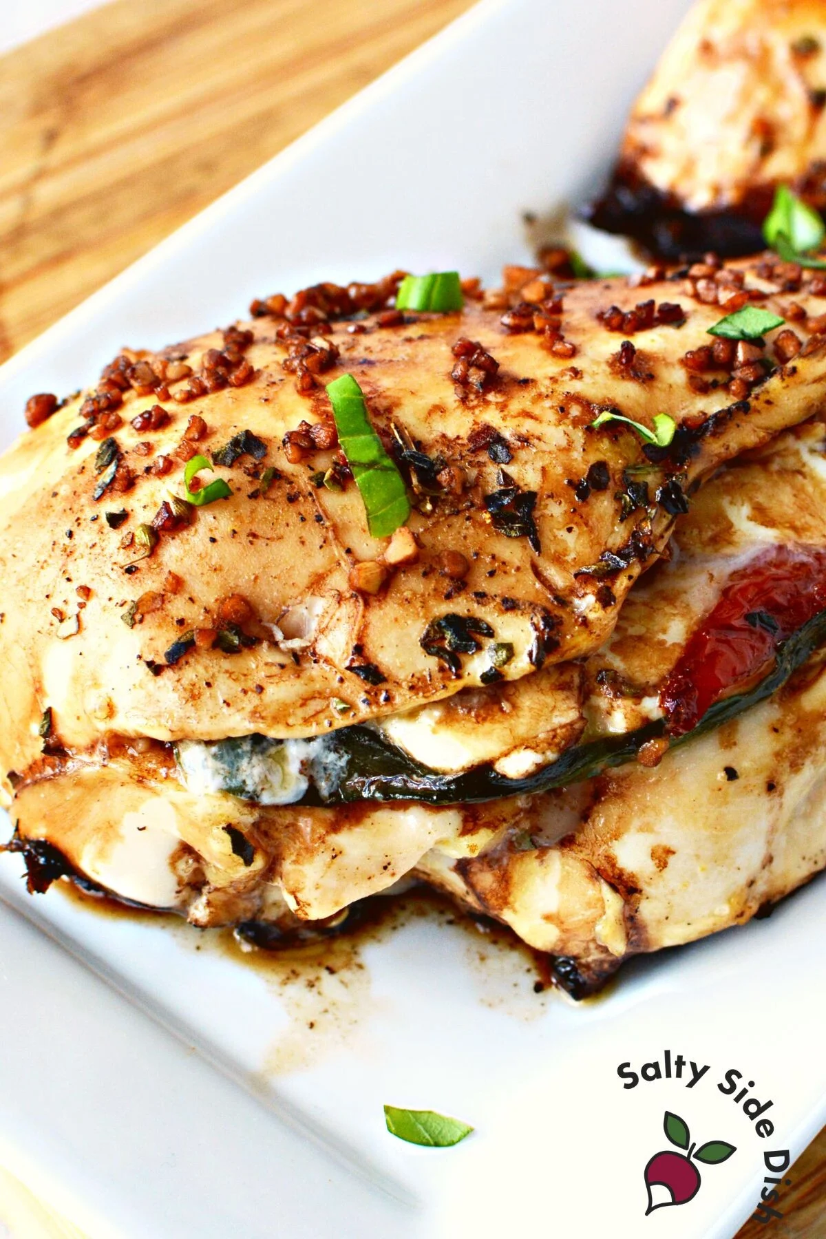 balsamic on a plate with chicken.