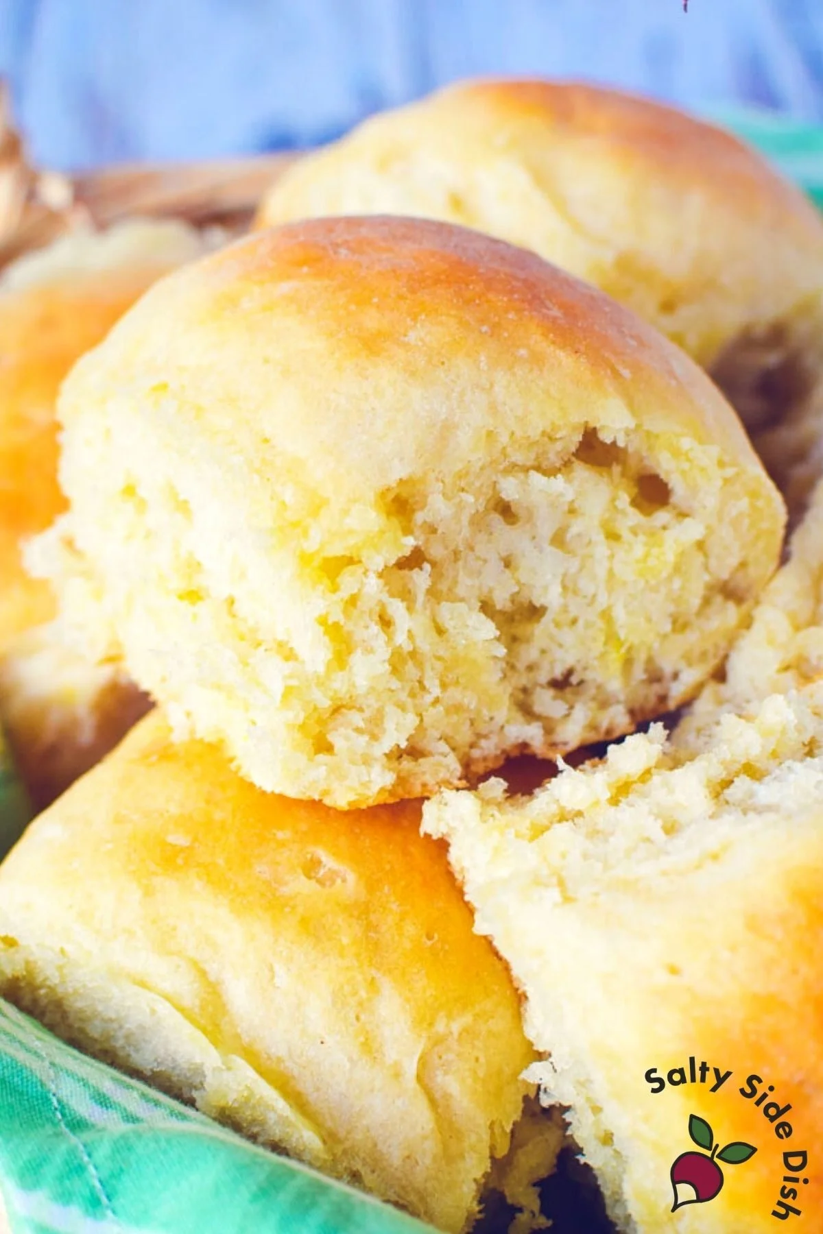 close up of yeast roll.