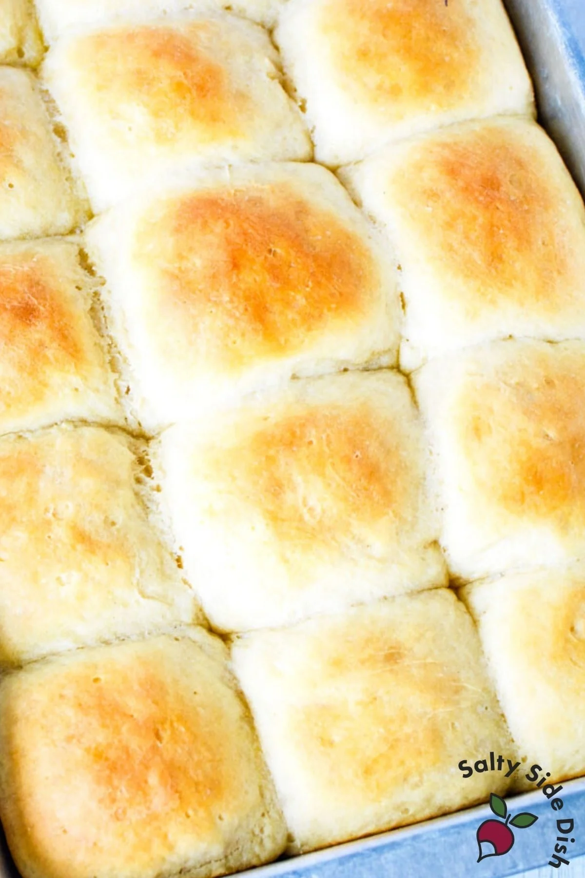 golden rolls in a baking dish.