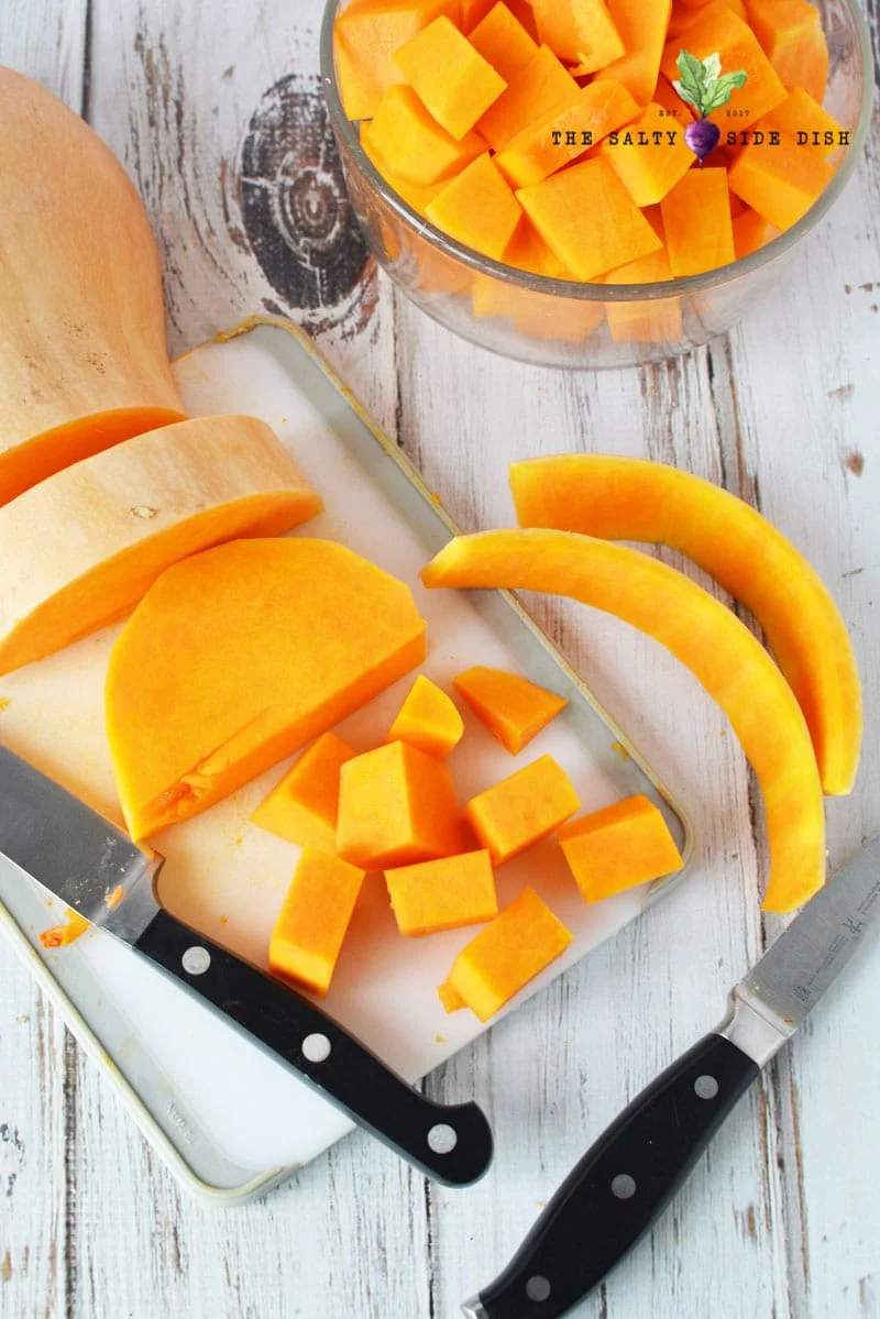 squash can be hard to cut up so make sure you have sharp knives
