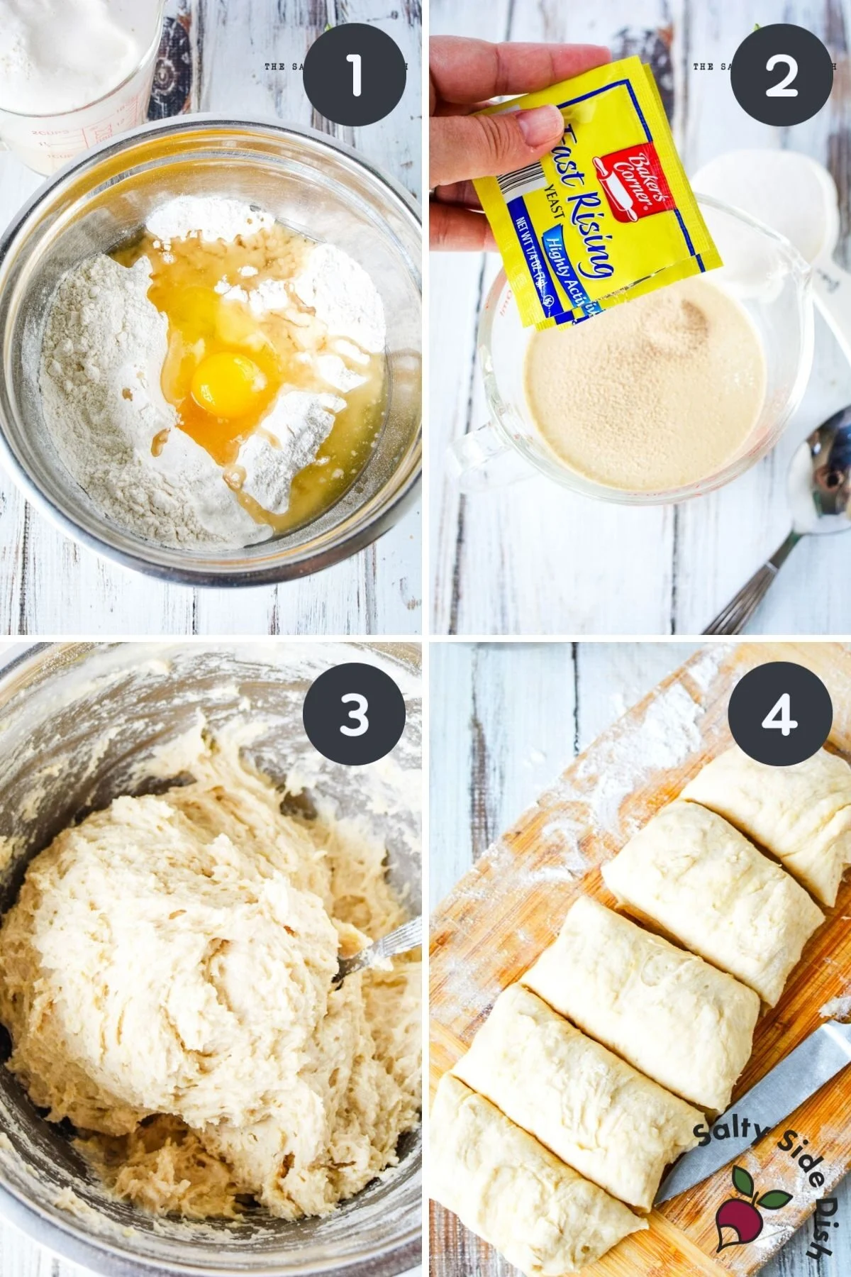 step by step images on how to make easy yeast rolls.