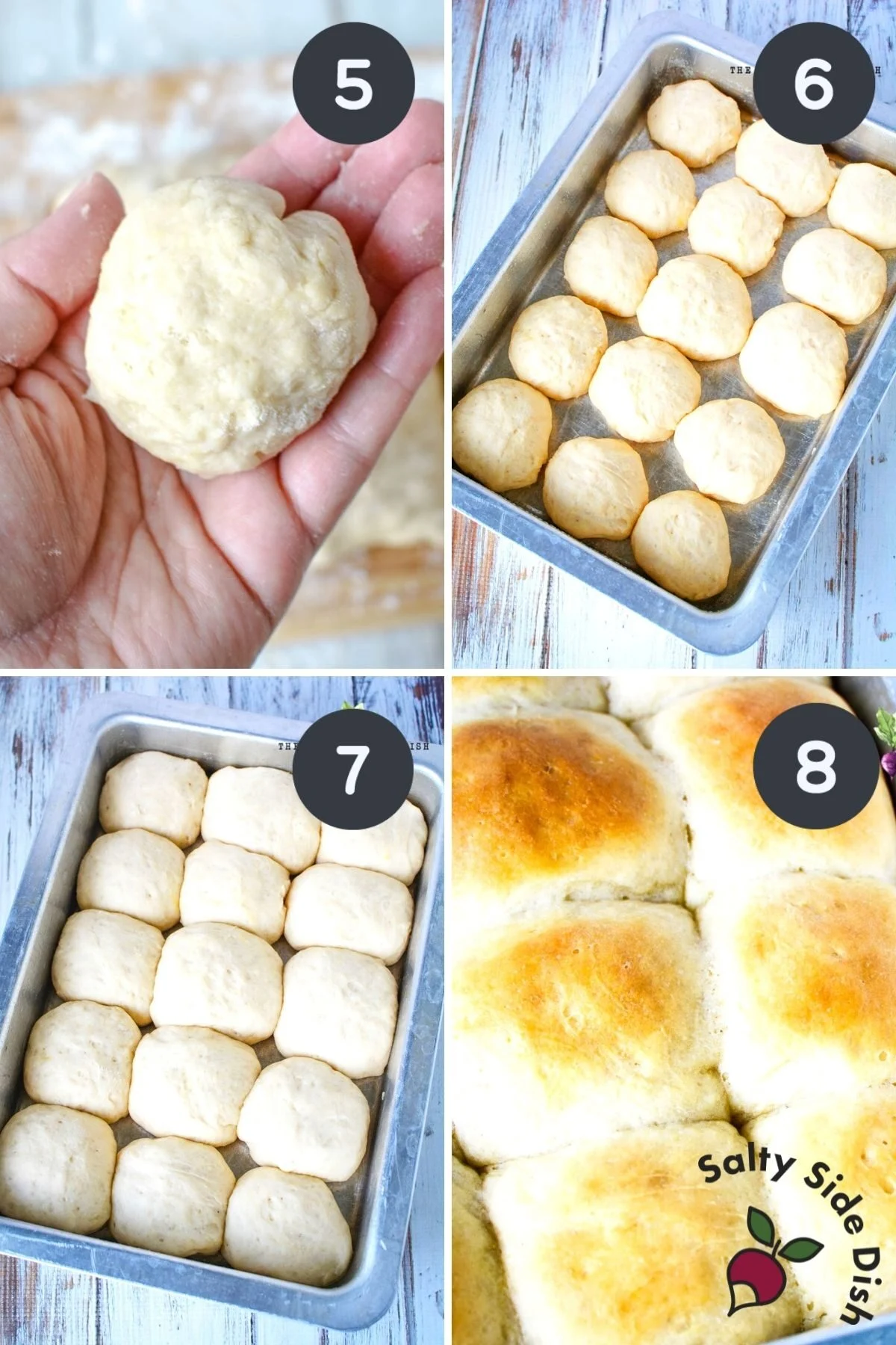 easy homemade yeast rolls collage that show how to shape rolls.