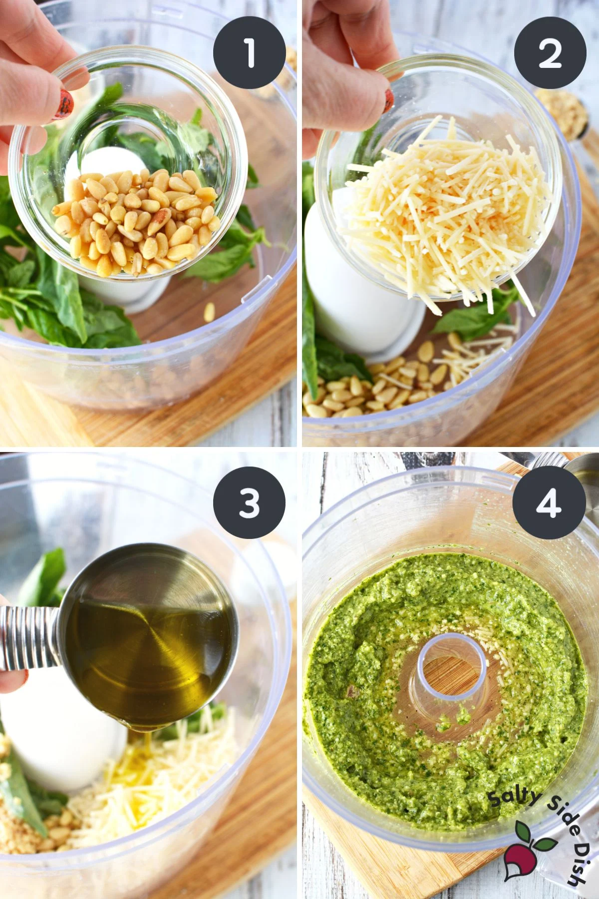 easy basil pesto sauce recipe with only 4 ingredients.