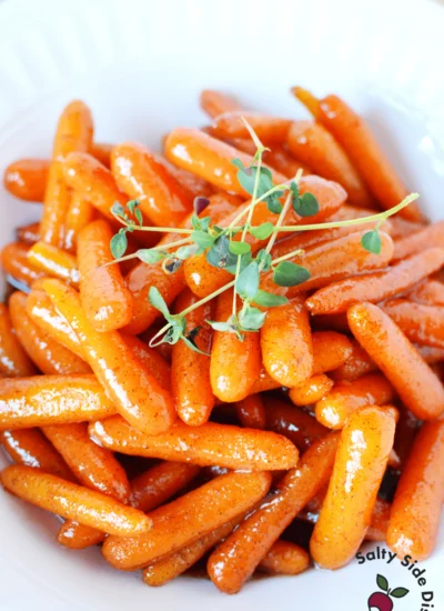 cinnamon carrots on a white plate