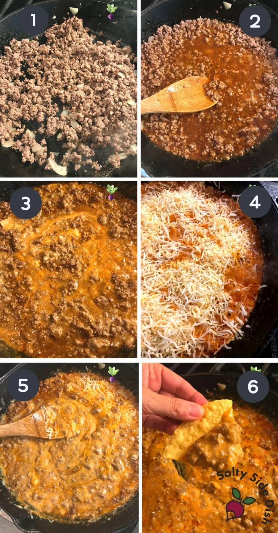 how to make beef enchilada dip step by step.