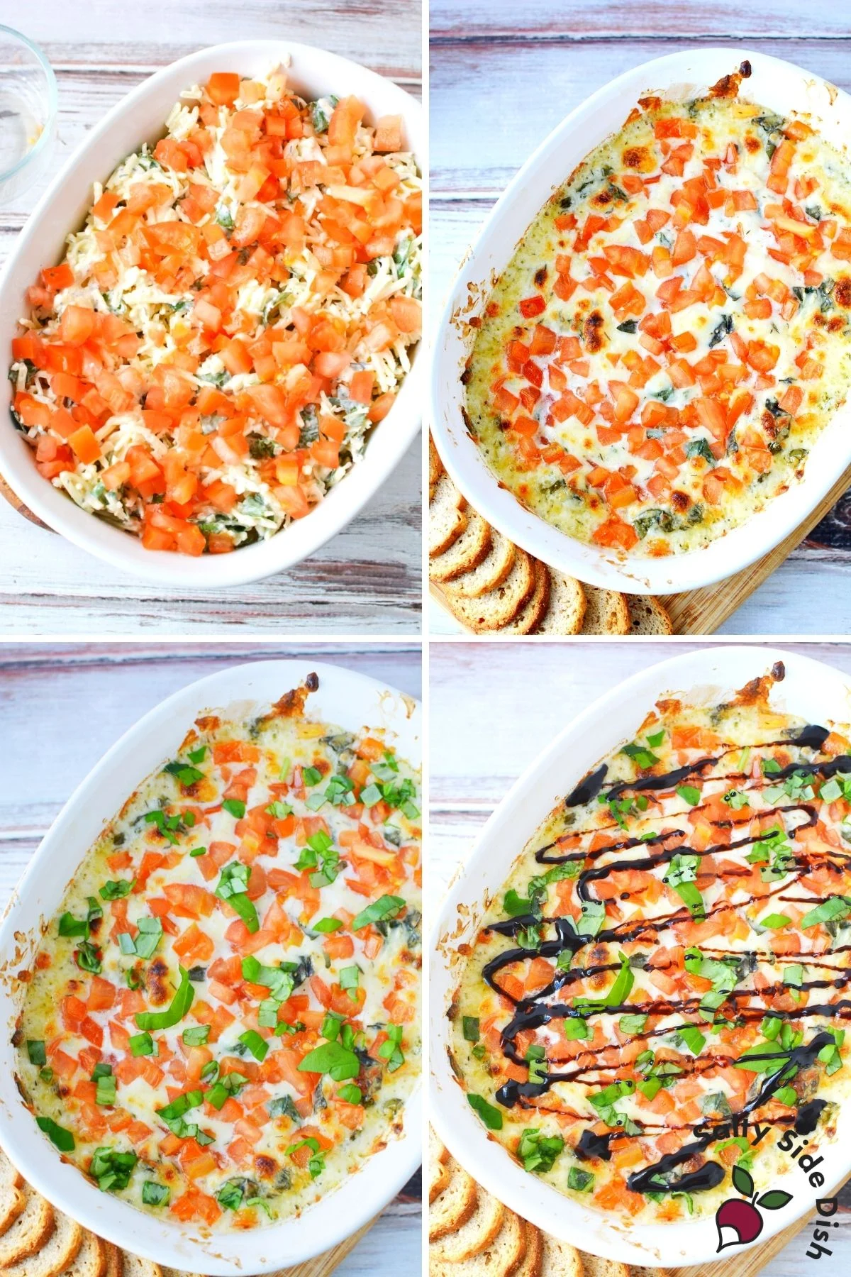 mozzarella cheese dip covered with tomatoes