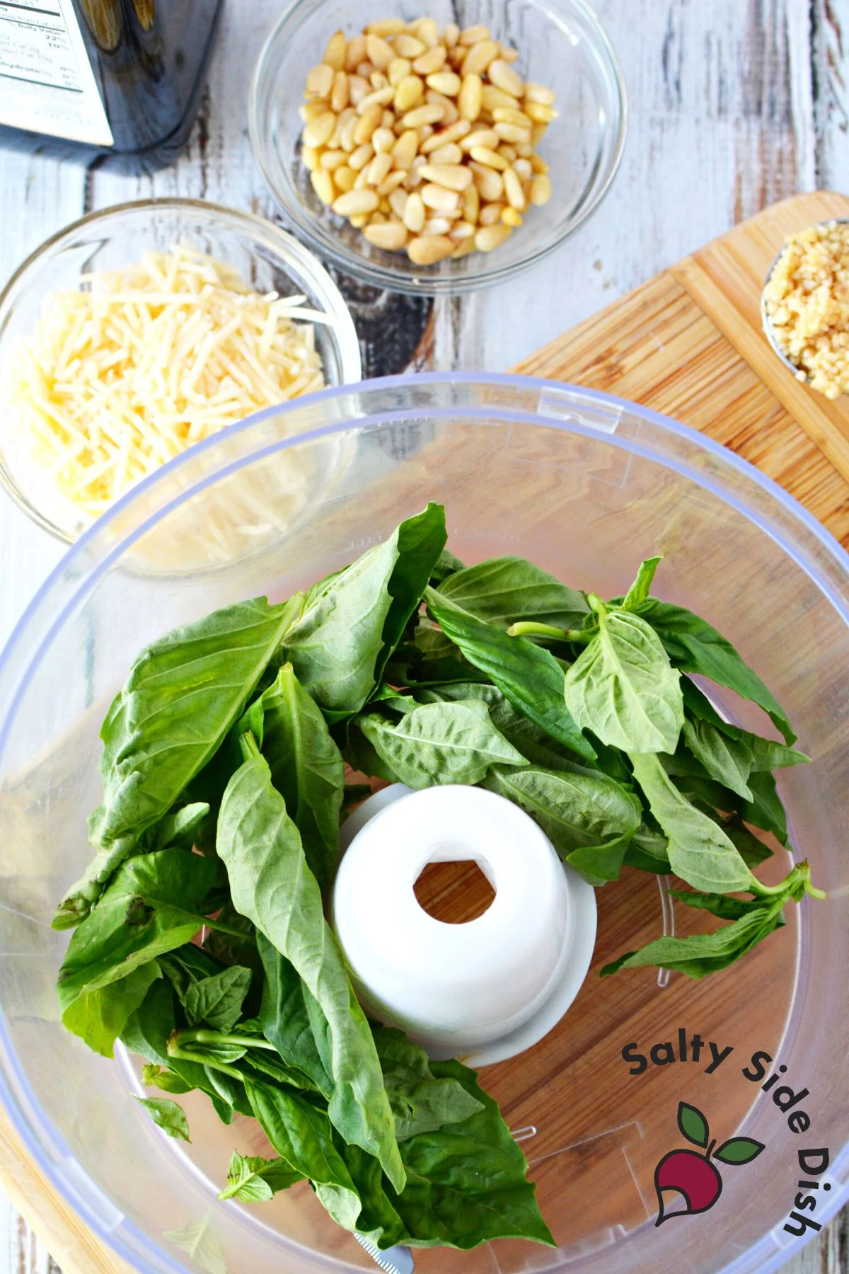 easy pesto ingredients made with pine nuts and fresh basil.