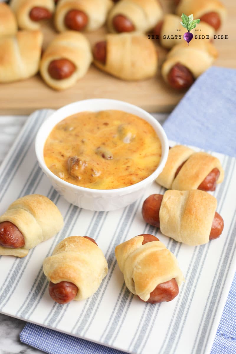 serving dip and cheese dogs