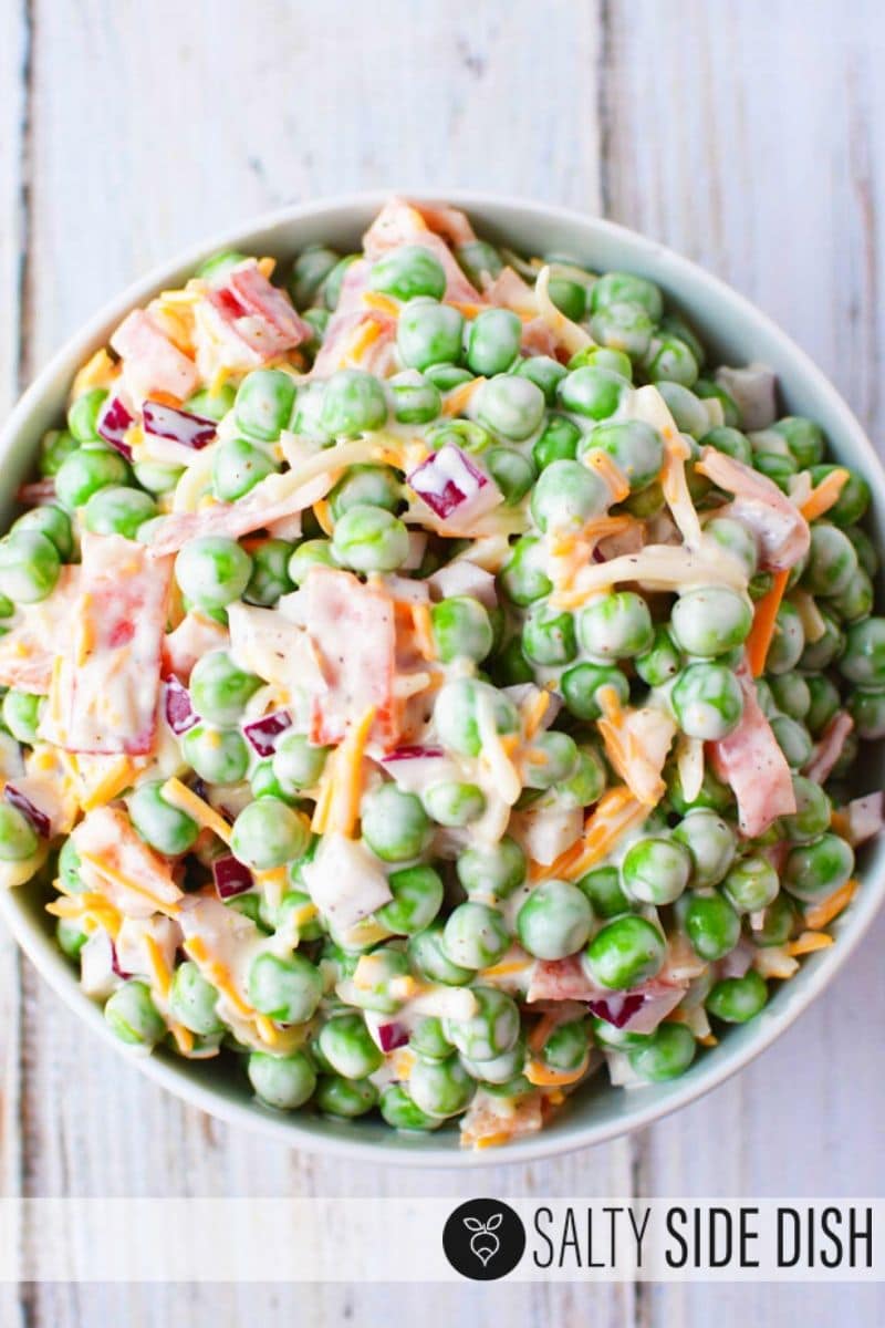 Pea Salad Recipe with Red Onions and Cheese {Video}