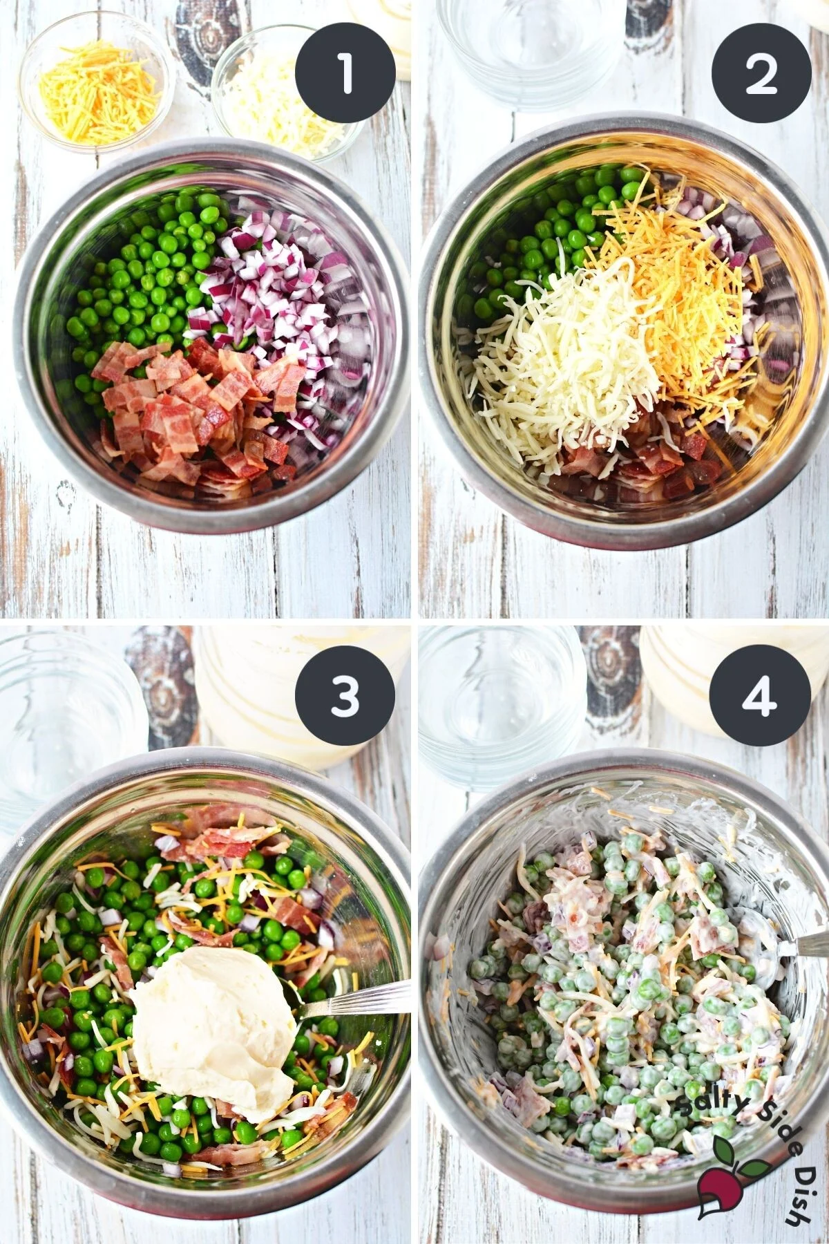 creamy pea salad and how to make it.