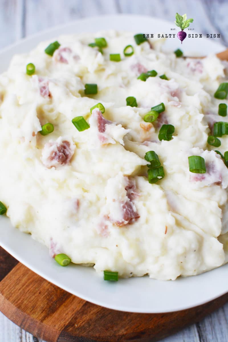 steakhouse mashed potatoes with chives and ham