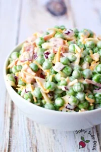 bowl with pea salad inside.