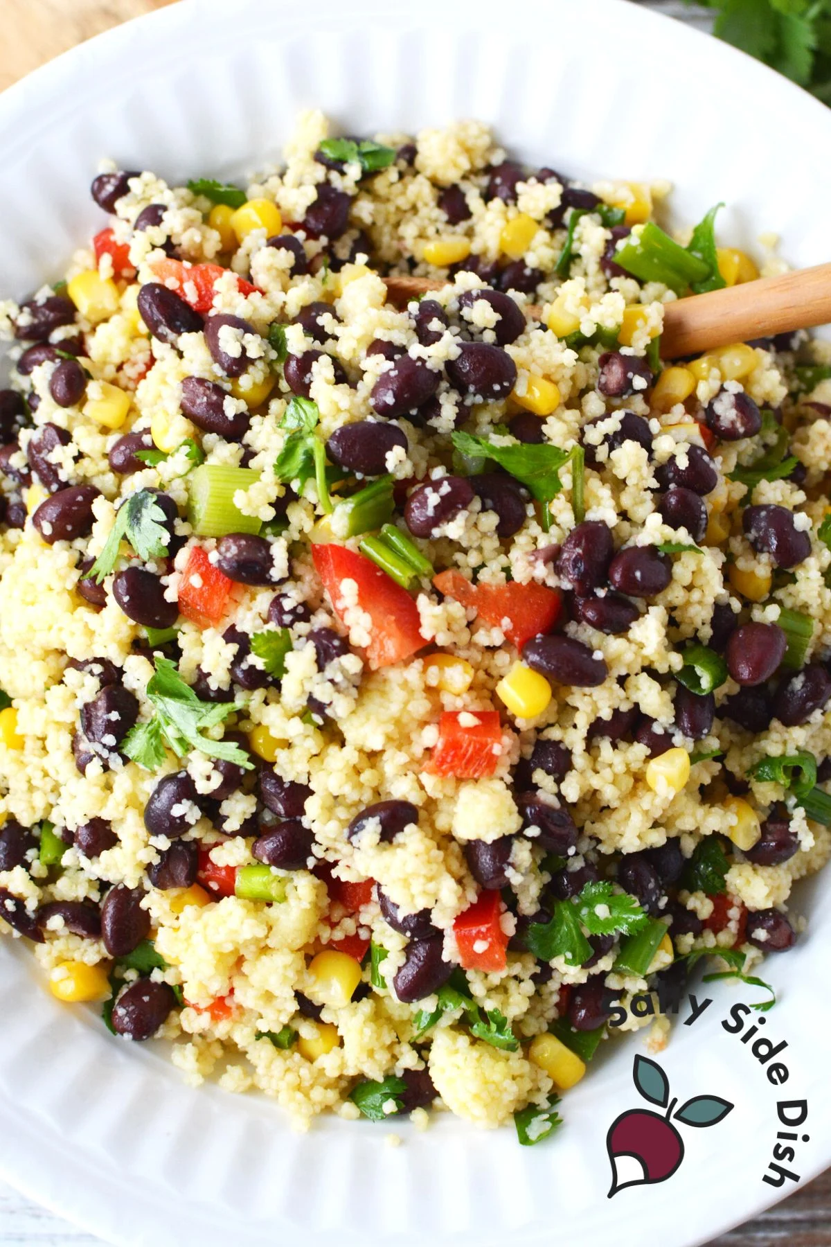 large bowl of couscous salad.