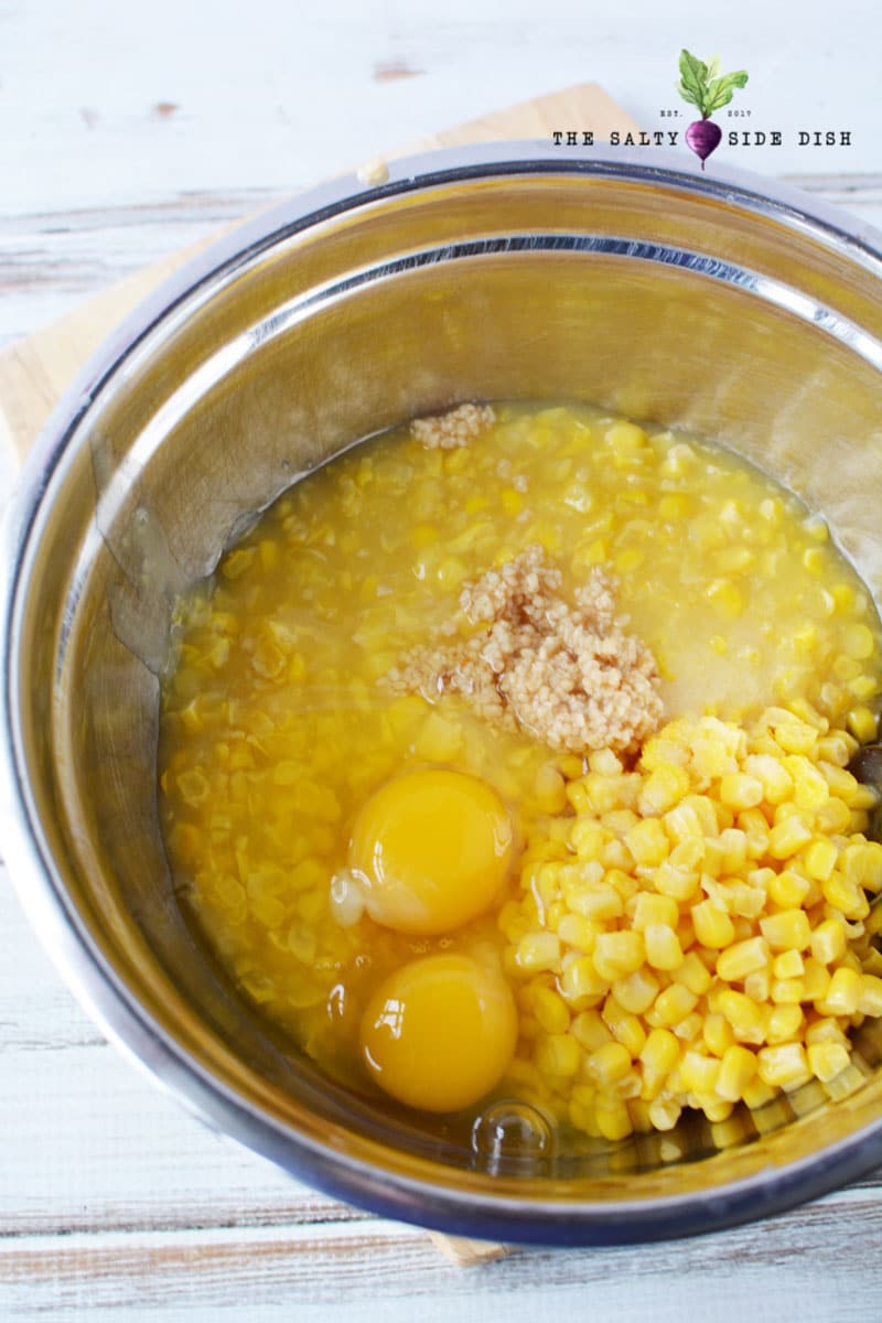 mix up ingredients with corn casserole bake