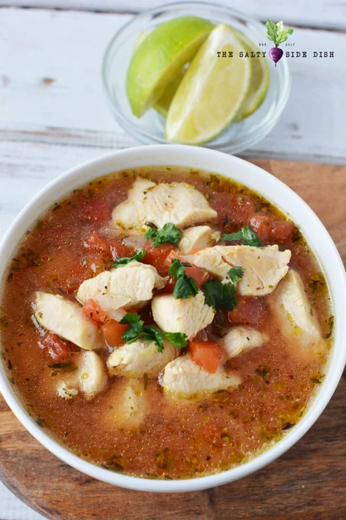 chicken Lime soup recipe with fresh limes and cilantro