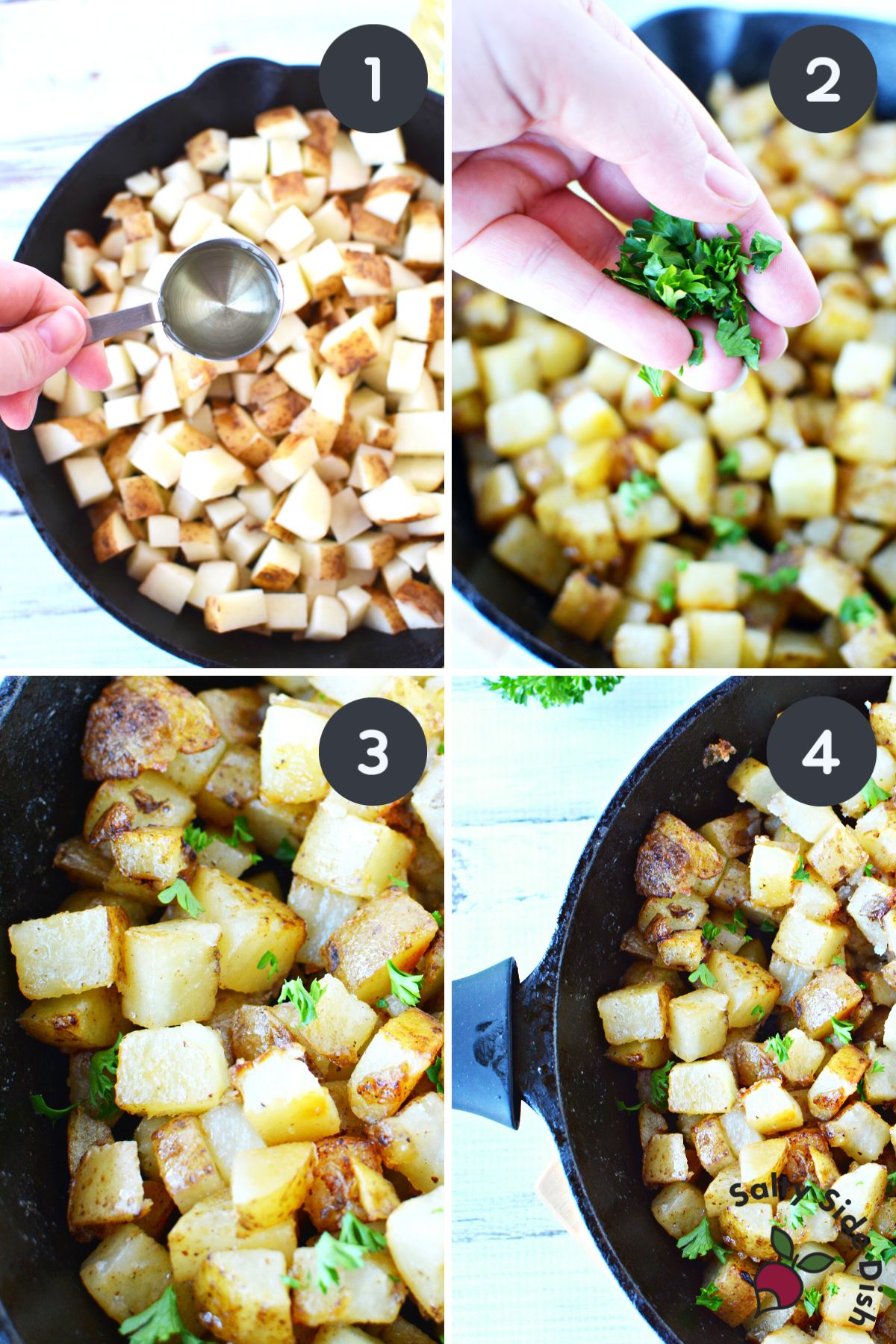 country potatoes are also known as cowboy potatoes in a skillet.