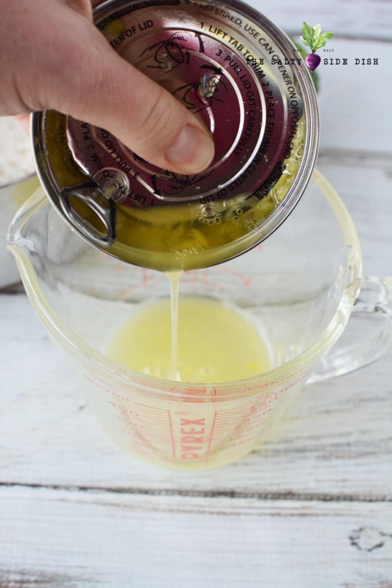 drain pineapple into a measuring cup to use with making rice