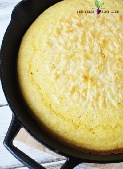 cornbread in cast iron pan.