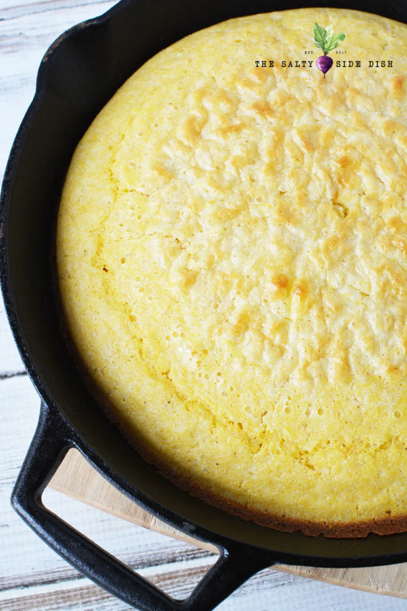 cornbread in cast iron pan.