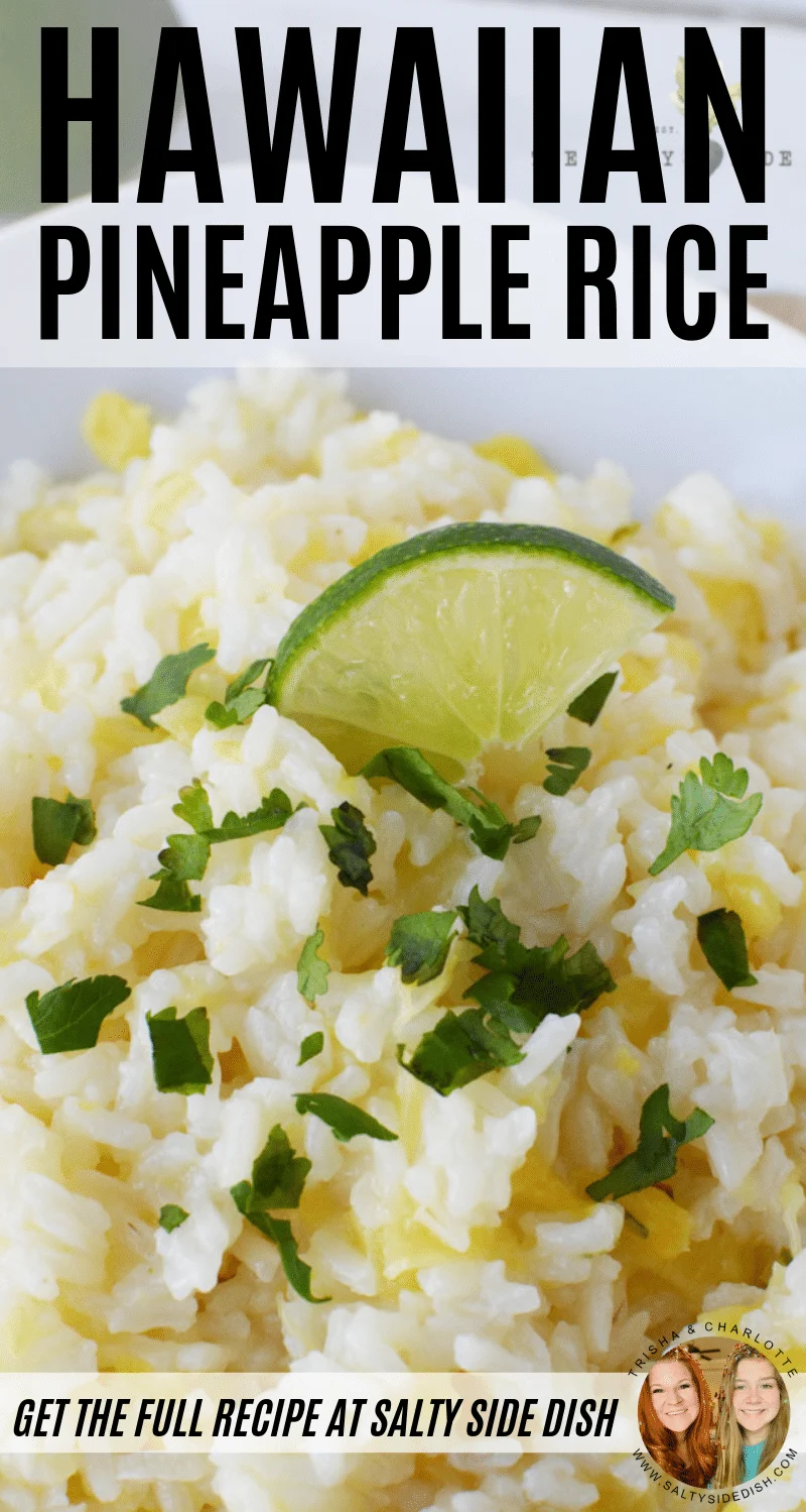 Pineapple Rice (Hawaiian Rice) with crushed pineapple and lime for a sweet side dish that pairs with so much #rice #pineapple #sidedish #recipe