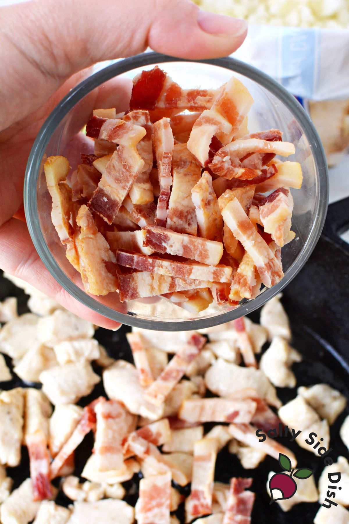 bacon in fried rice.