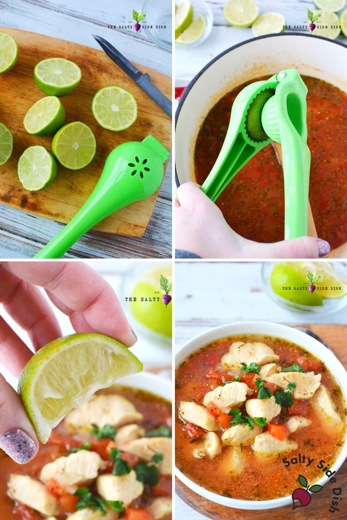 squeezing lime in a chicken soup