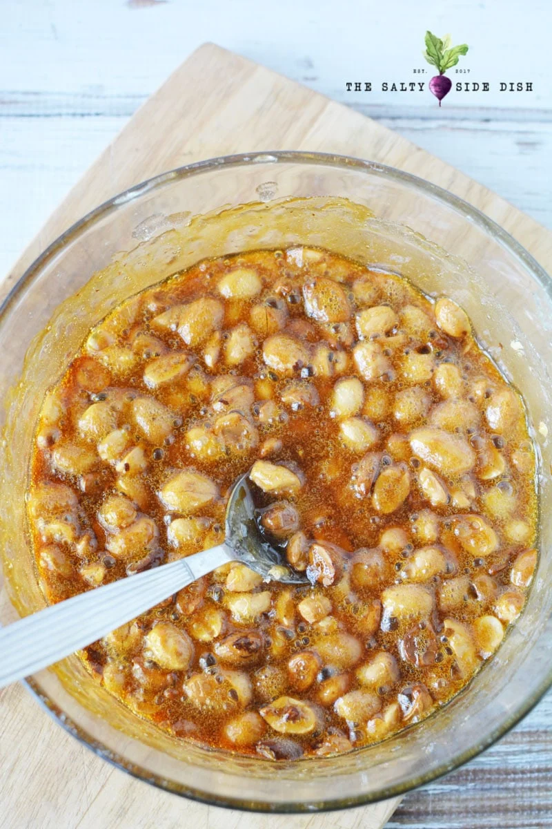 be careful because making peanut butter brittle is hot