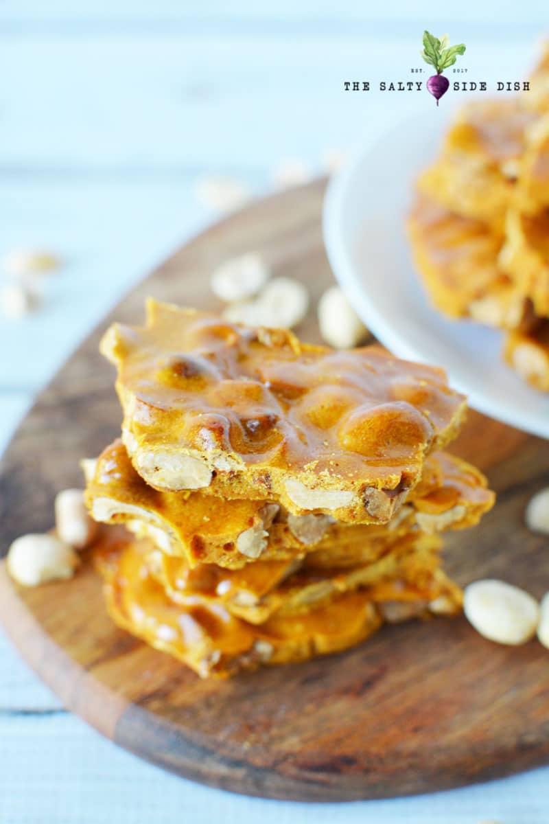 Microwave Peanut Brittle Recipe easily breaks down to bite sized pieces