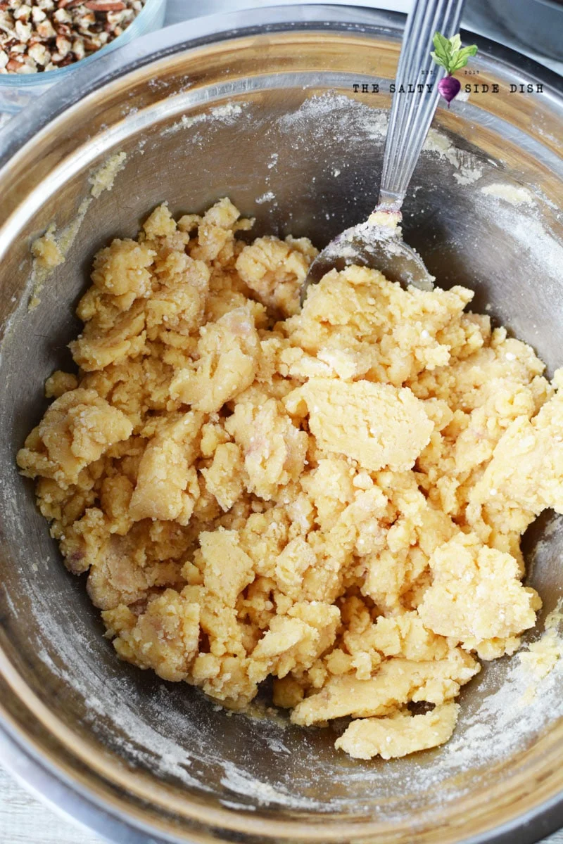 yellow cake will crumble and you can put on top of the pie filling with your fingers