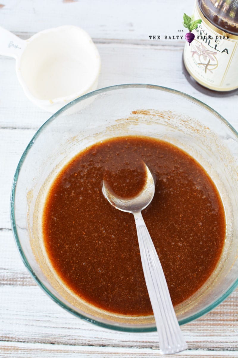 stir up your sweet potato casserole topping with melted butter and brown sugar