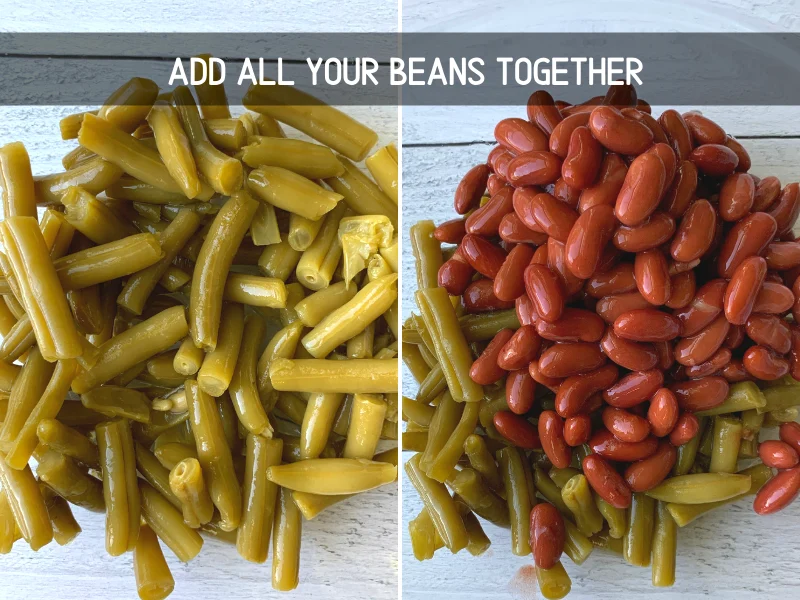 green beans and kidney beans mixed together in a bowl