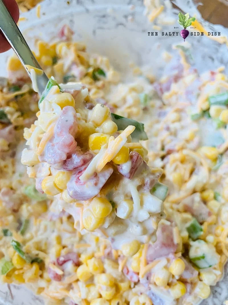 dip on a spoon ready to serve.