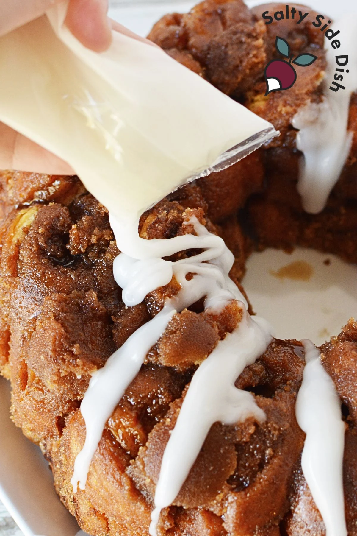 add icing on monkey bread.
