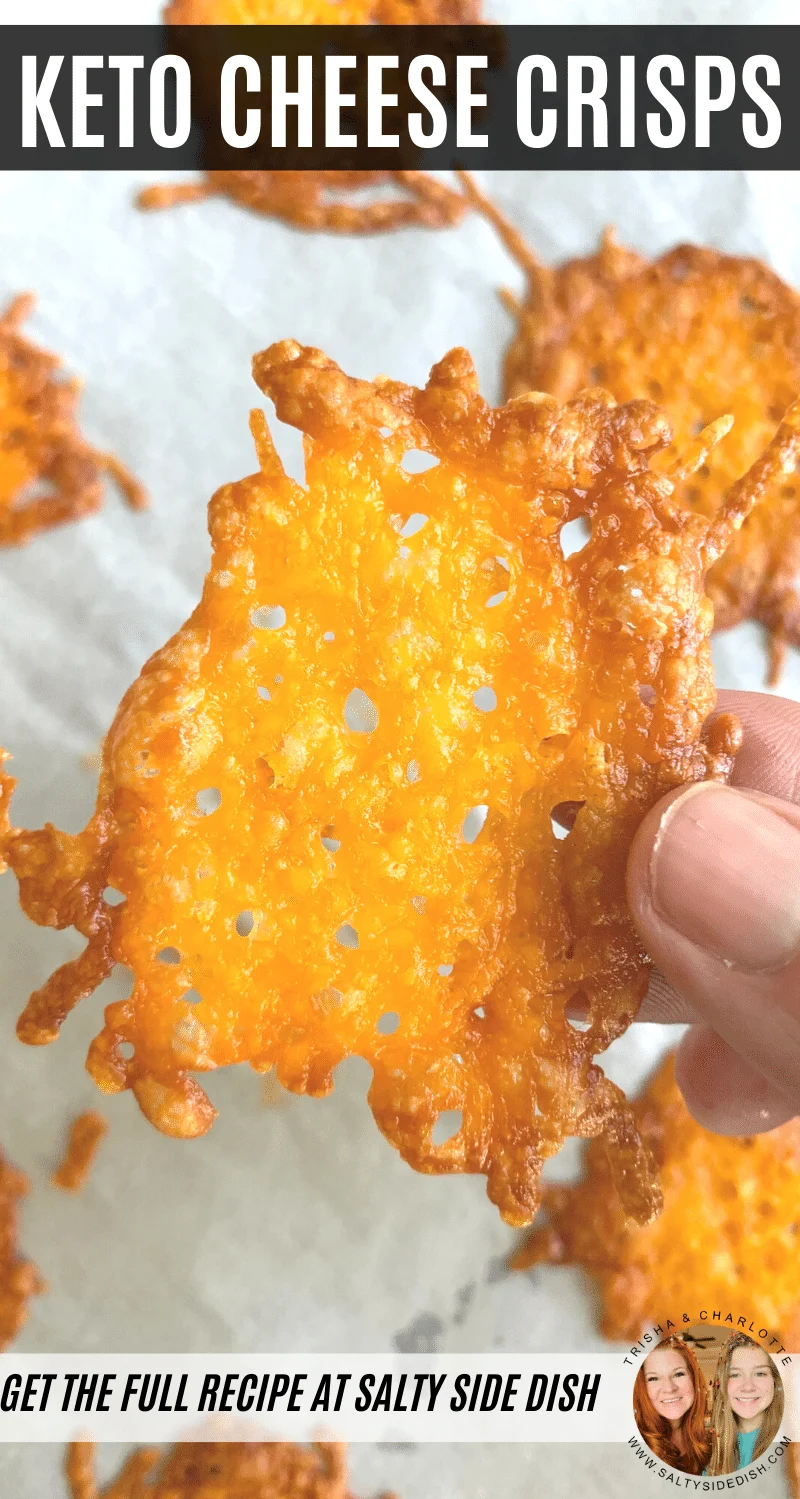 Keto Cheese Crisps with Cheddar Cheese made in 5 minutes with Shredded or Cheese Slices - great tips for perfect cheese crisps every time #keto #kf #ketofriendly #lowbcarb #baking #crisps #appetizer #snacks