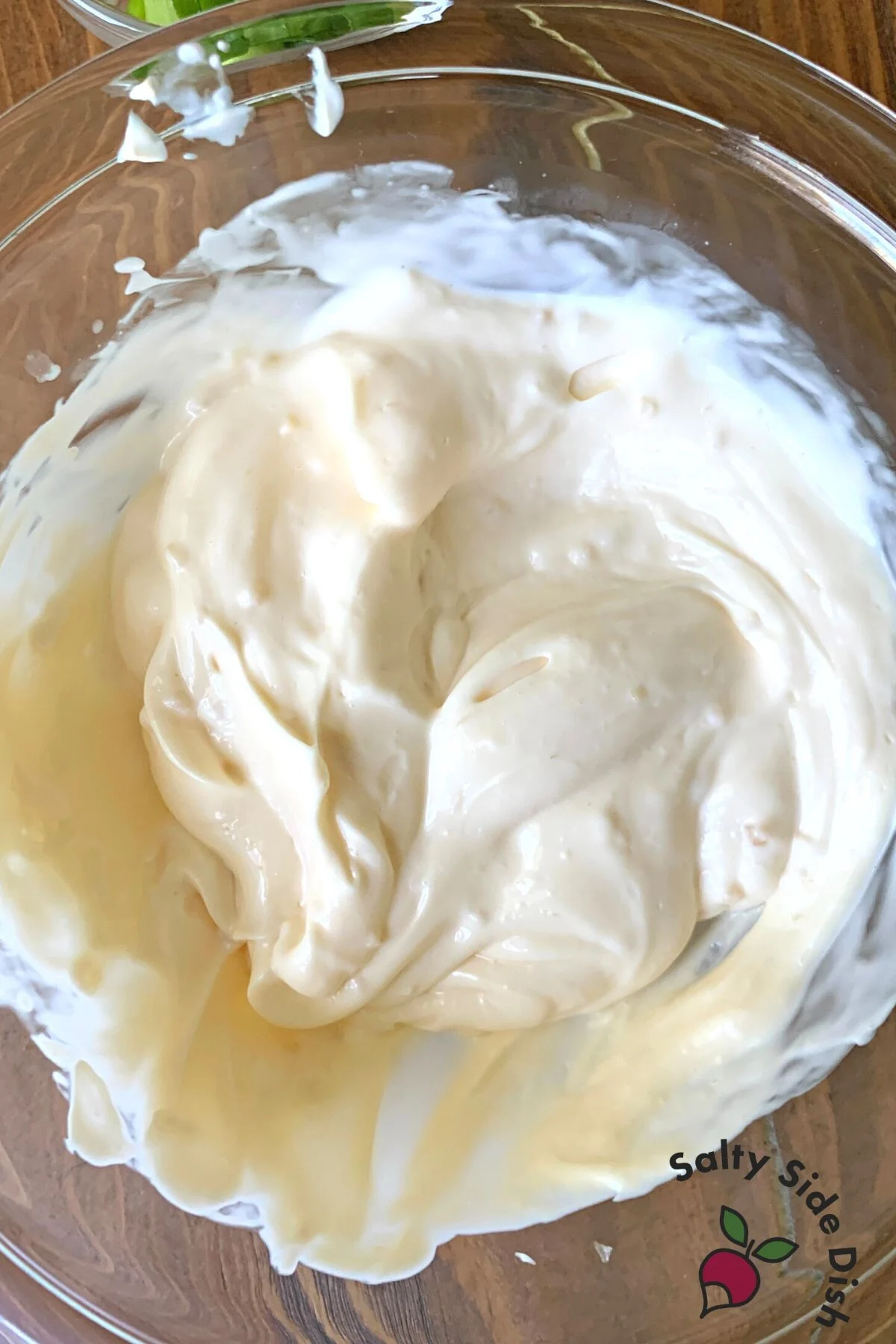 creamy dressing in a bowl.