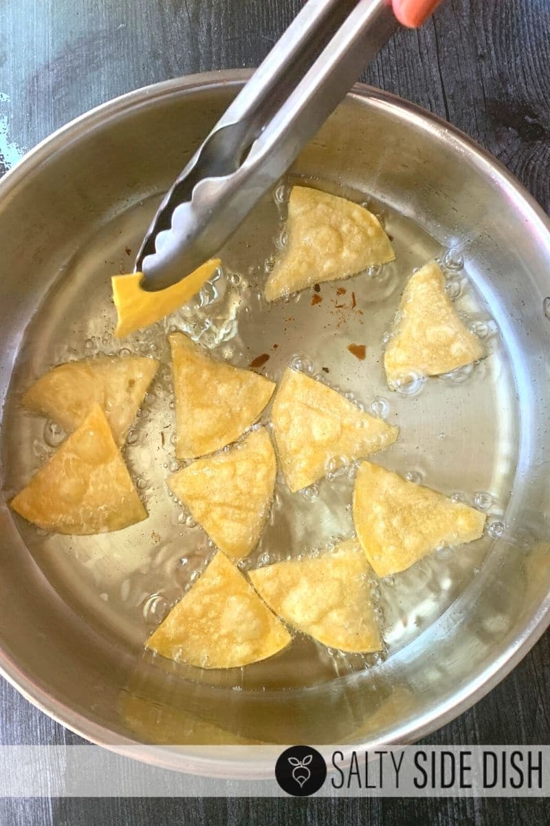 fry oil up and put in corn tortillas for fresh homemade chips in minutes